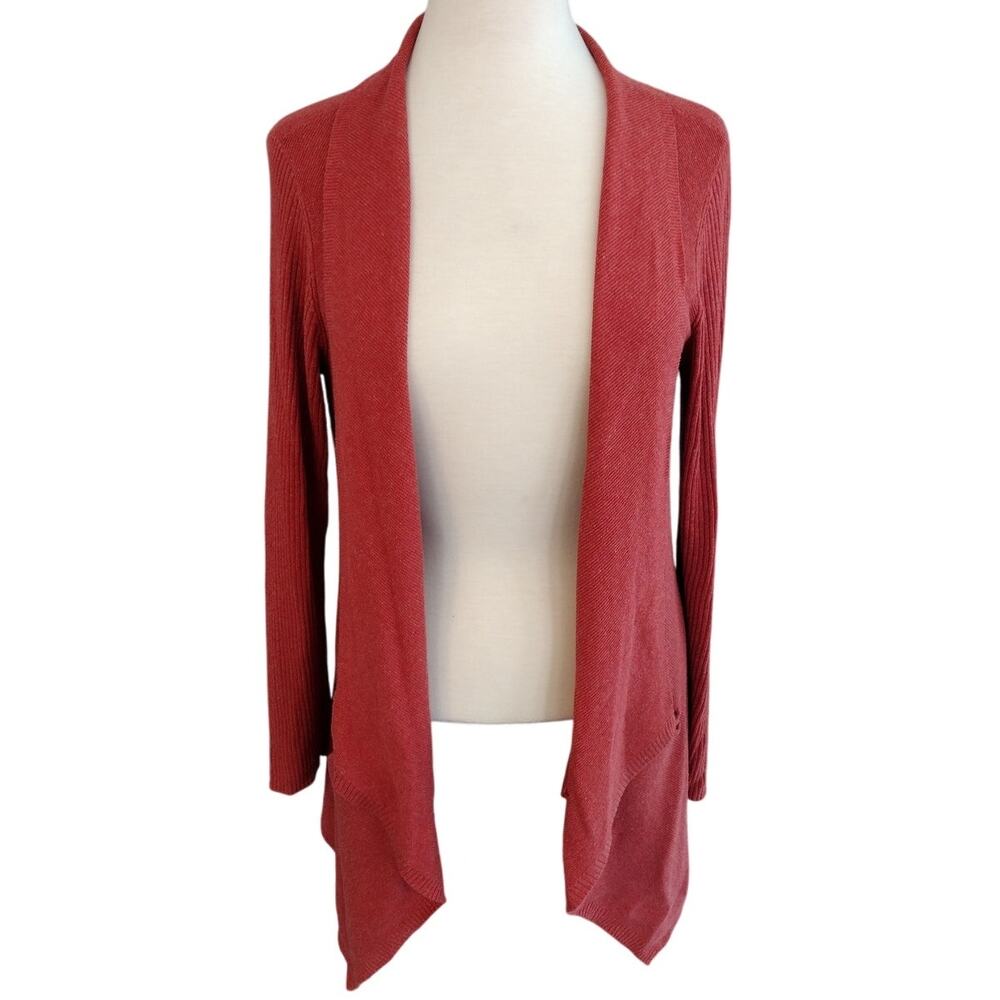 Eileen Fisher | Pink Open-Front Lapel Long Sleeve Cardigan Cotton Viscose Linen